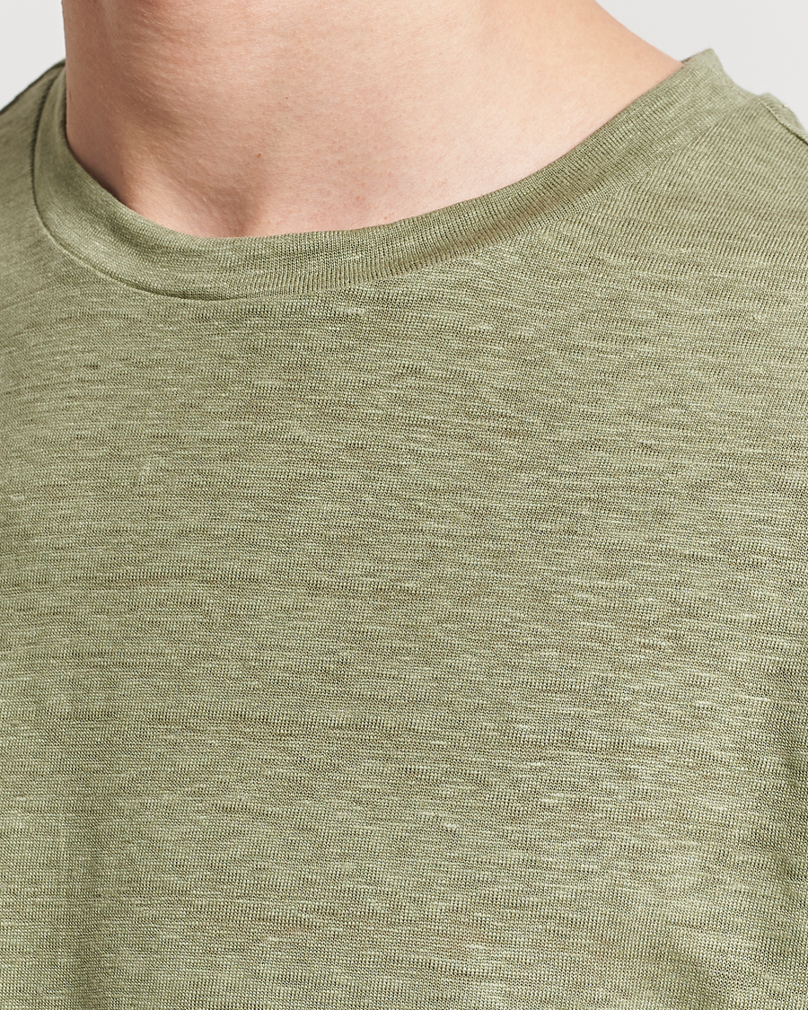 Herren | T-Shirts | J.Lindeberg | Coma Linen T-Shirt Oil Green