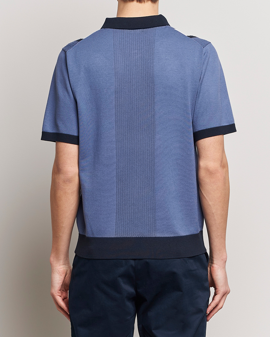 Herren | Poloshirts | J.Lindeberg | Reymond Stripe Knitted Polo Bijou Blue