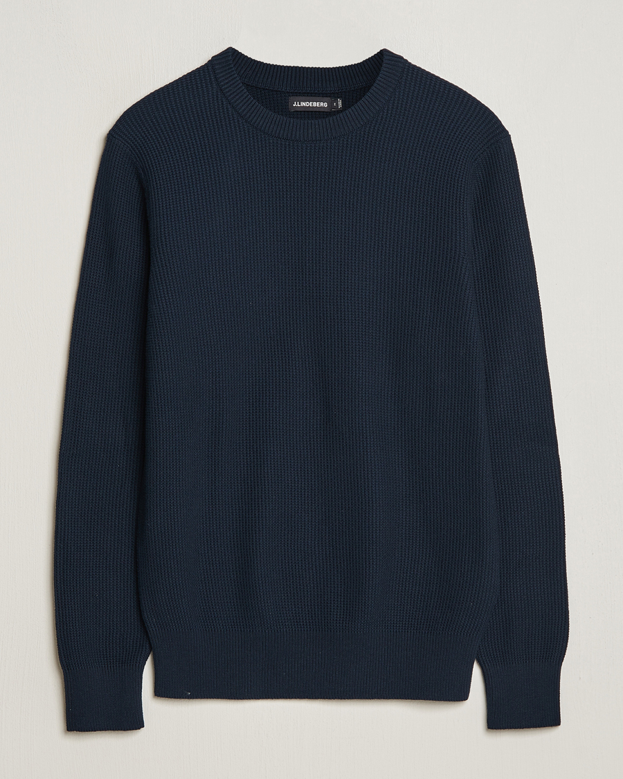 Herren | Pullover | J.Lindeberg | Arthur Structure Organic Cotton Crew Neck Navy