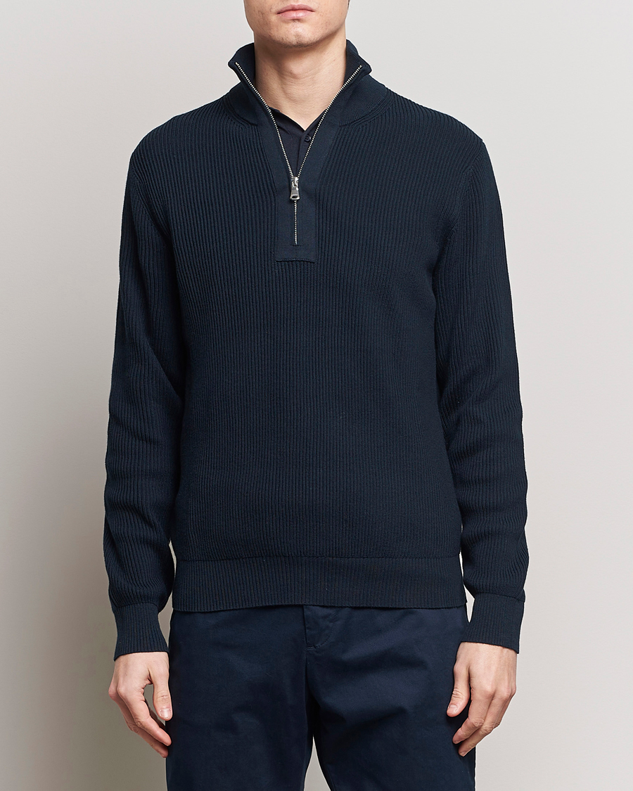Herren | J.Lindeberg | J.Lindeberg | Alex Half Zip Organic Cotton Sweater Navy