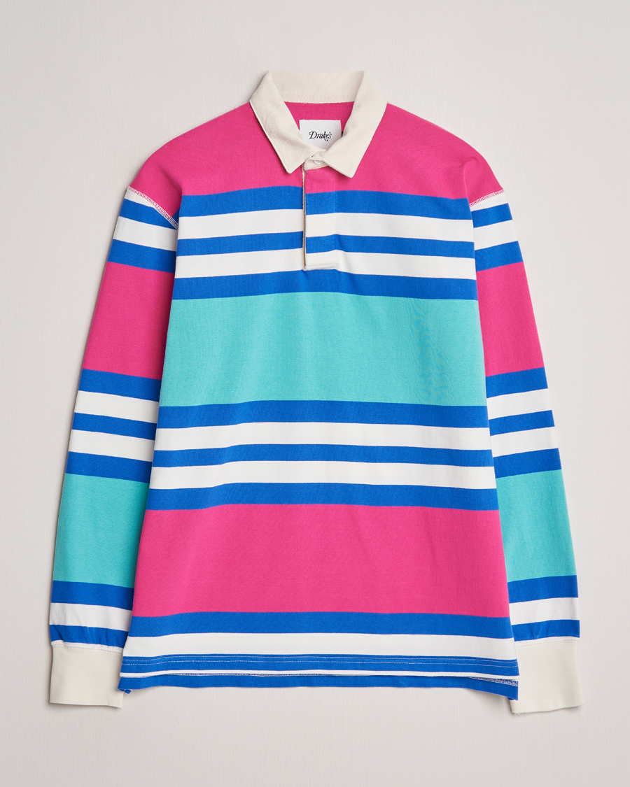 Herren | Pullover | Drake's | Long Sleeve Stripe Rugby Shirt Multi