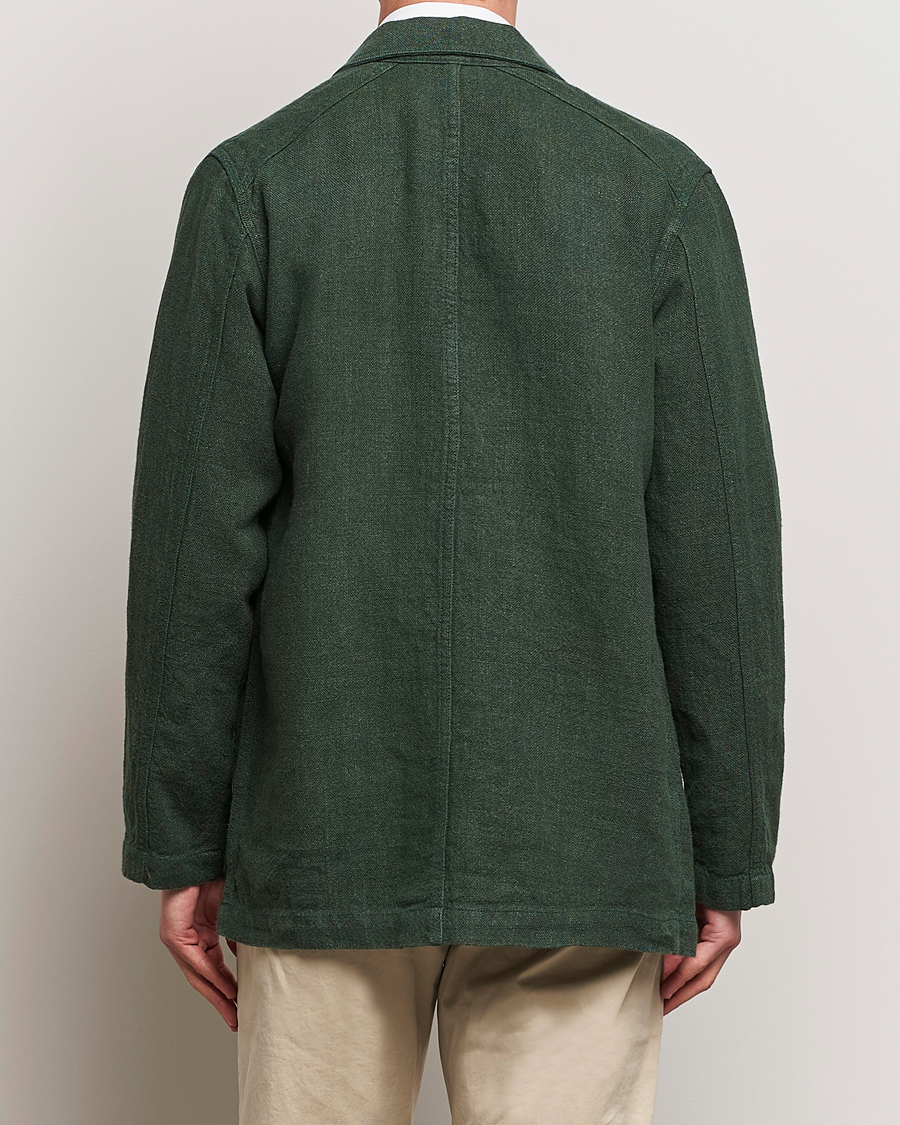 Herren | Jacken | Drake's | Heavy Linen Chore Jacket Green