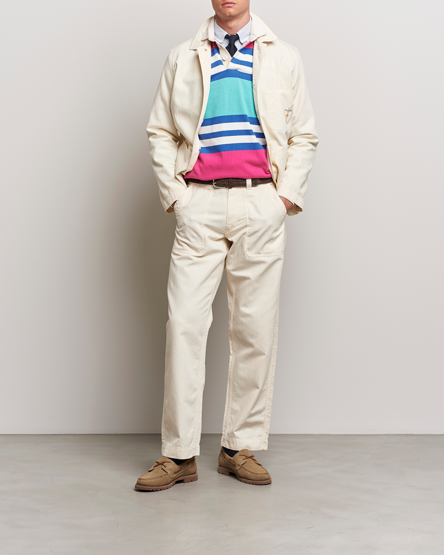 Herren | Hosen | Drake's | Herringbone Fatigue Cotton Trousers Ecru