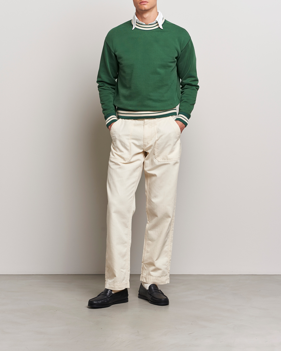 Herren | Pullover | Drake's | Striped Rib Sweatshirt Green