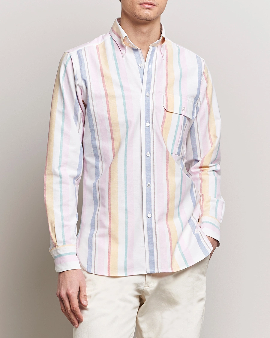 Herren | Freizeithemden | Drake's | Multi Stripe Oxford Shirt Multi
