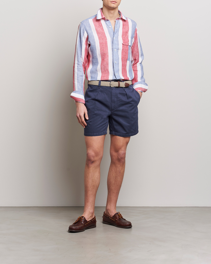 Herren | Shorts | Drake's | Cotton Twill Chino Shorts Washed Navy