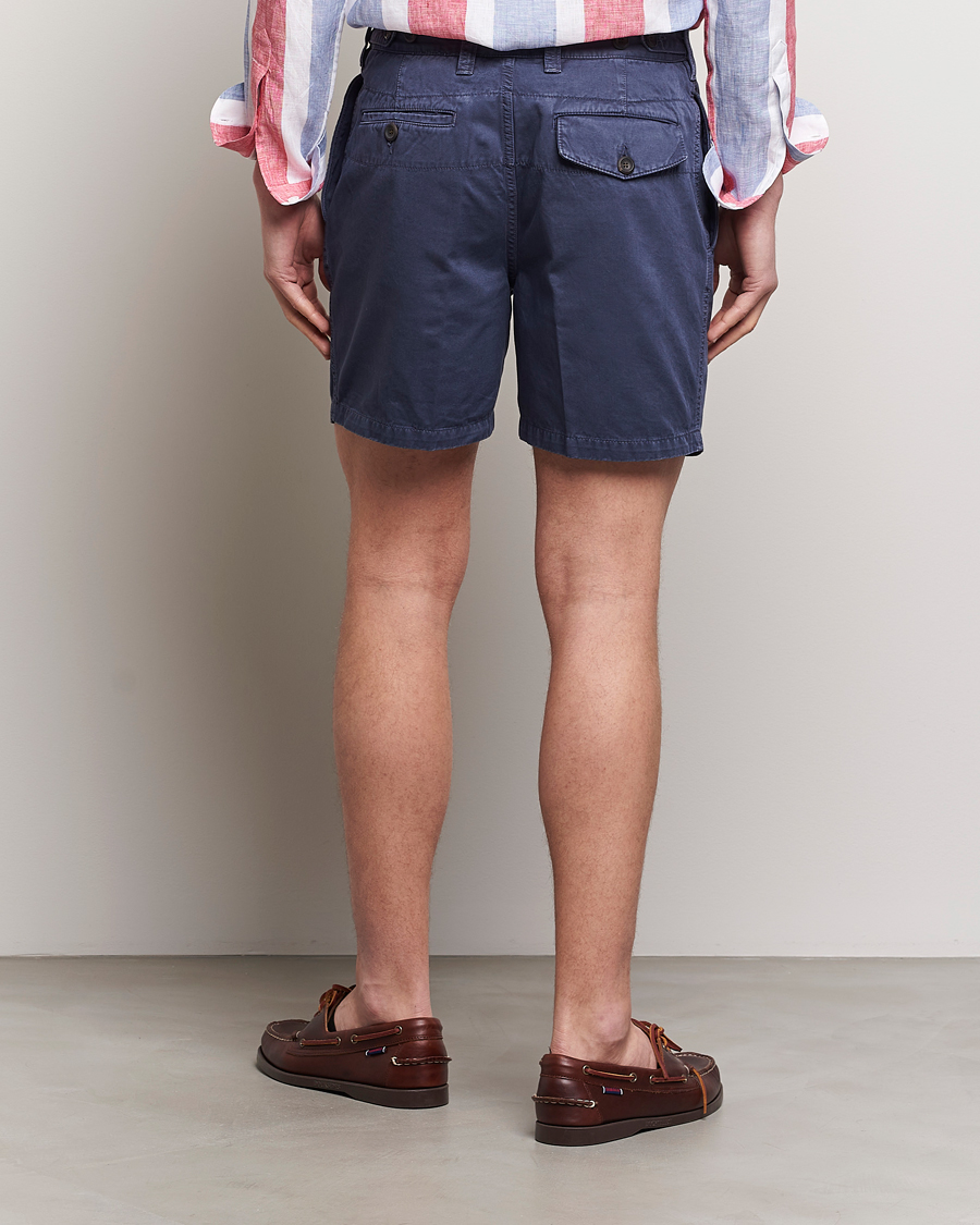 Herren | Shorts | Drake's | Cotton Twill Chino Shorts Washed Navy