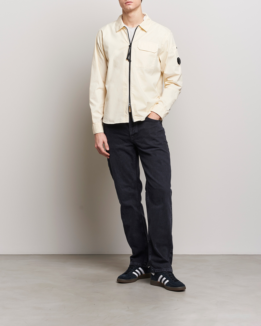 Herren | Hemden | C.P. Company | Garment Dyed Gabardine Zip Shirt Jacket Ecru