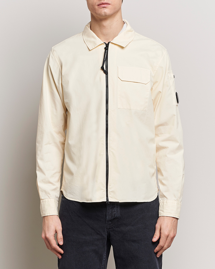 Herren | C.P. Company | C.P. Company | Garment Dyed Gabardine Zip Shirt Jacket Ecru