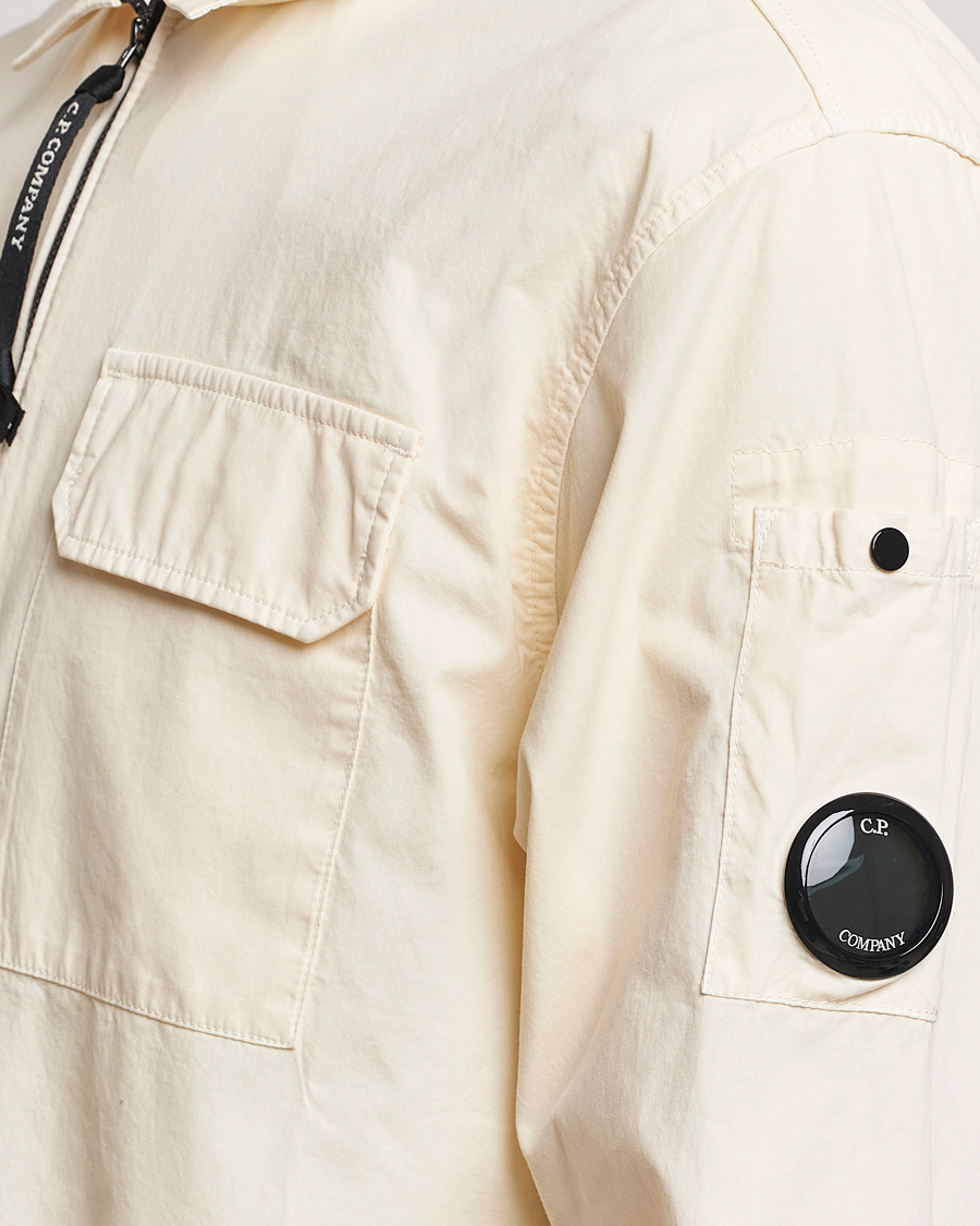 Herren | Hemden | C.P. Company | Garment Dyed Gabardine Zip Shirt Jacket Ecru