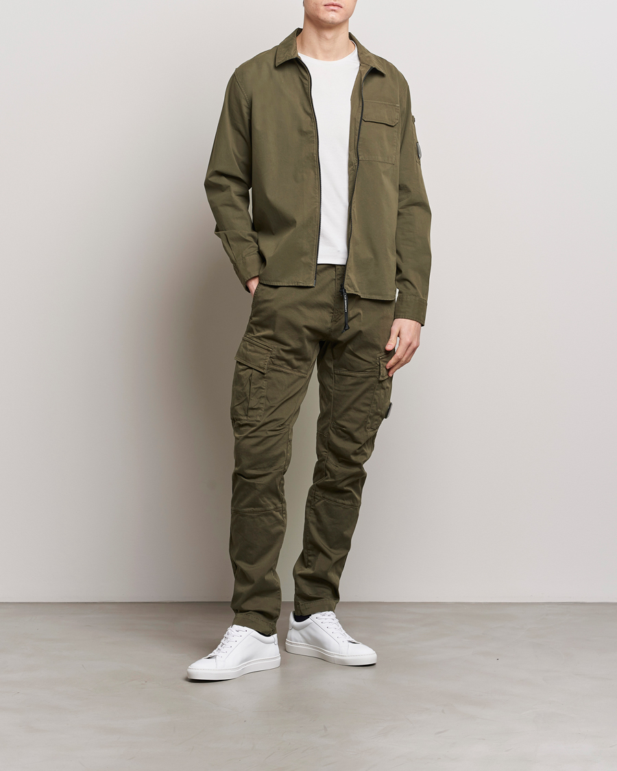 Herren | Hemden | C.P. Company | Garment Dyed Gabardine Zip Shirt Jacket Army
