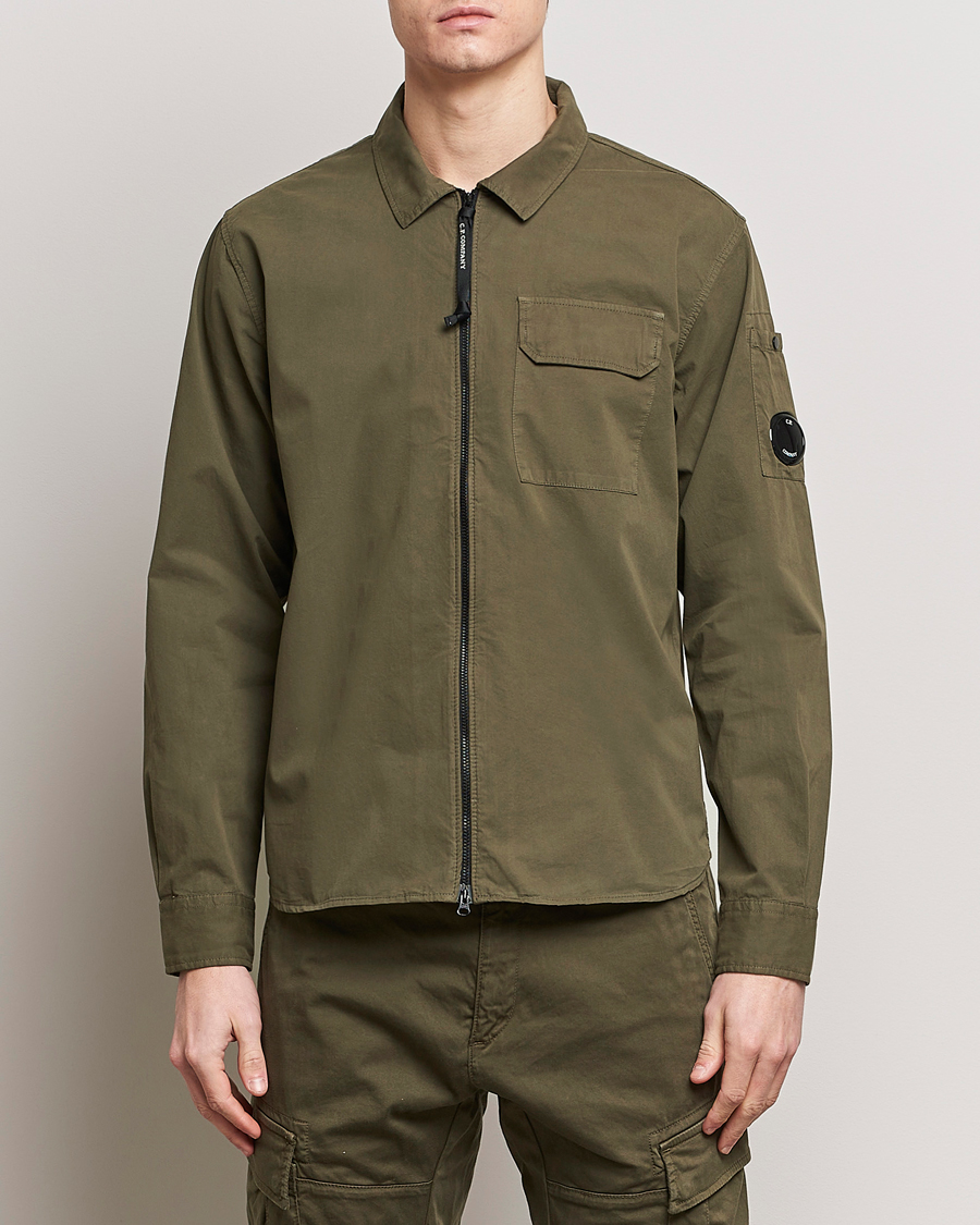 Herren | Overshirts | C.P. Company | Garment Dyed Gabardine Zip Shirt Jacket Army