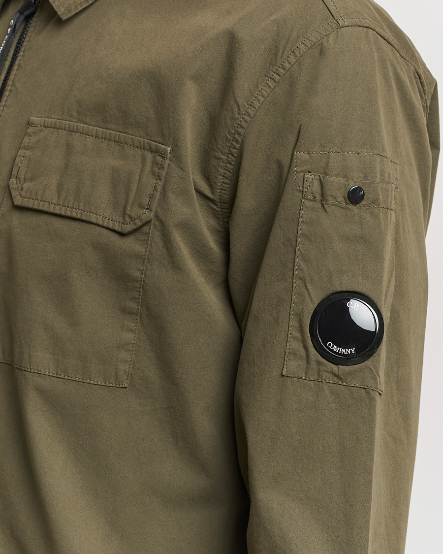 Herren | Hemden | C.P. Company | Garment Dyed Gabardine Zip Shirt Jacket Army