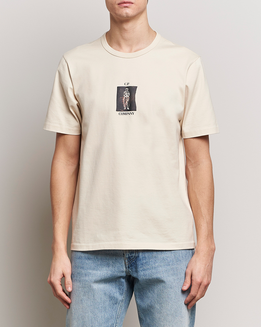 Herren | C.P. Company | C.P. Company | Mercerized Heavy Cotton Back Logo T-Shirt Ecru