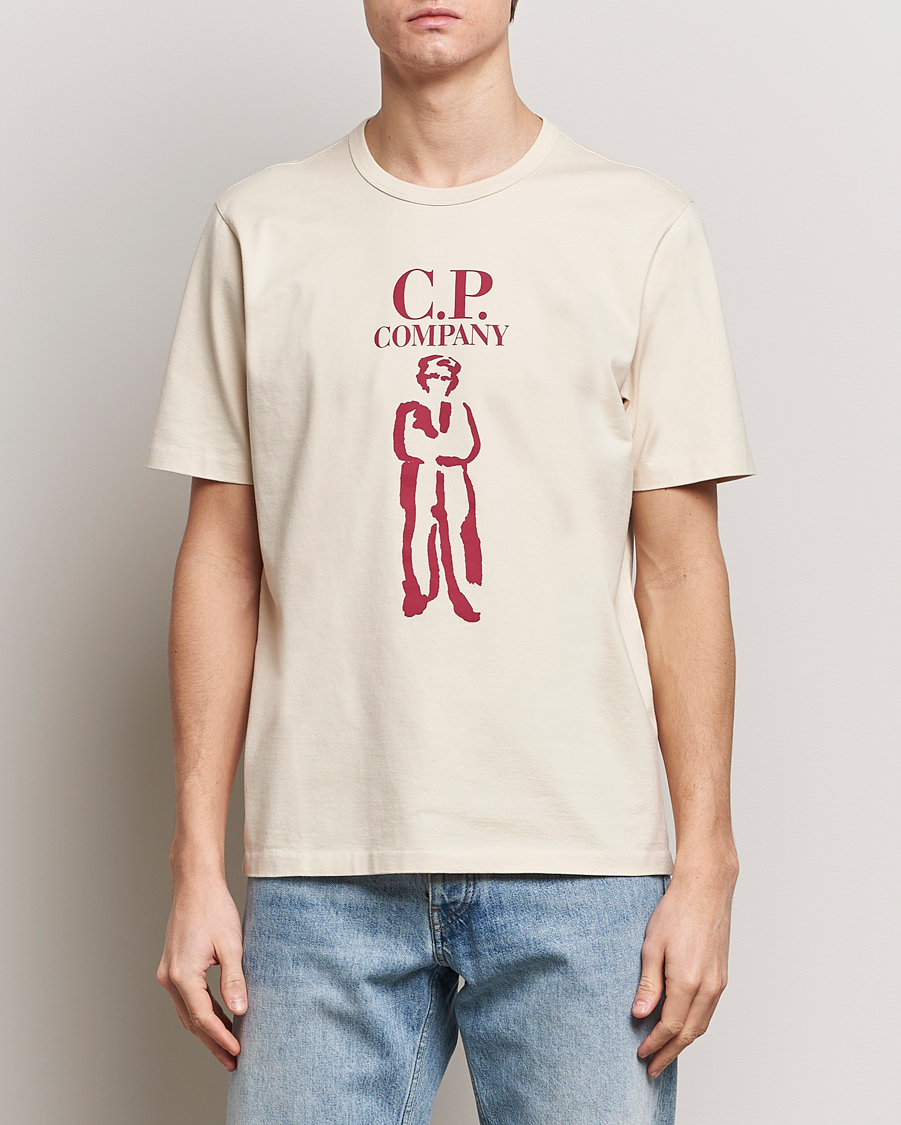 Herren | C.P. Company | C.P. Company | Mercerized Heavy Cotton Logo T-Shirt Ecru