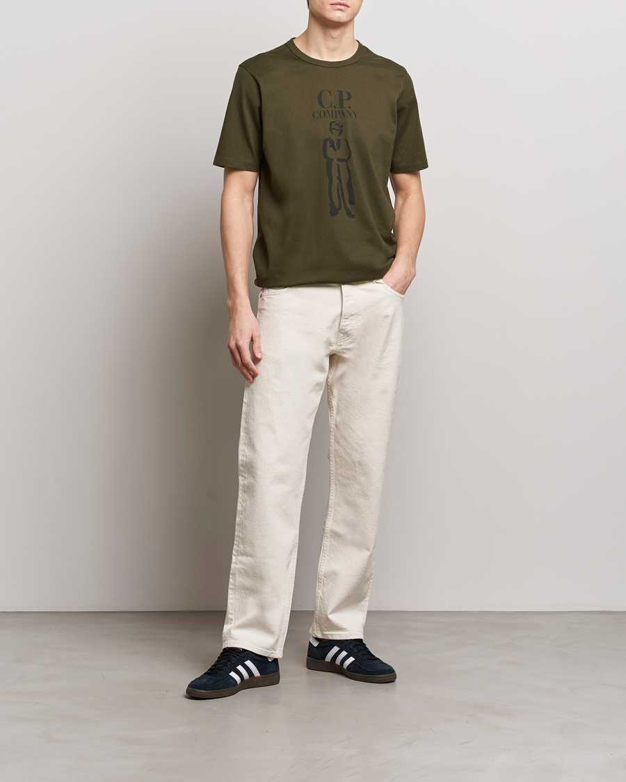 Herren | T-Shirts | C.P. Company | Mercerized Heavy Cotton Logo T-Shirt Army