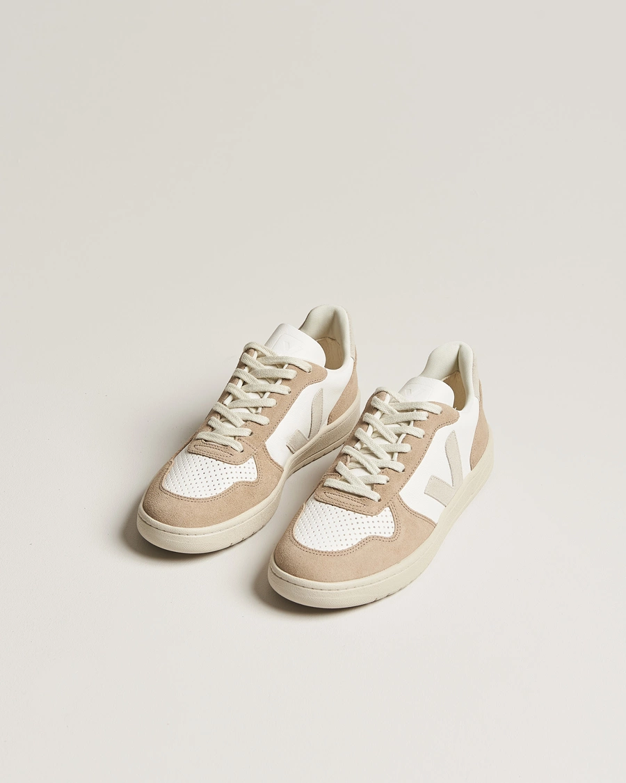 Herren | Weiße Sneakers | Veja | V-10 Chromefree Leather Extra White/Natural Sahara