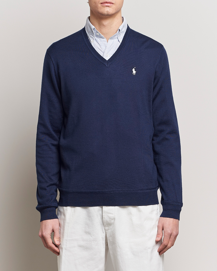 Herren | Sale | Polo Ralph Lauren Golf | Wool Knitted V-Neck Sweater Refined Navy