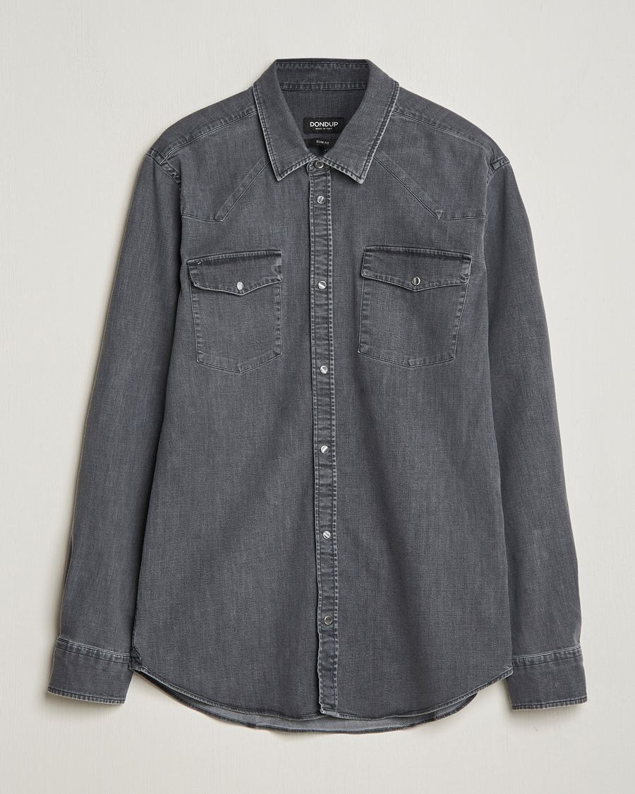 Herren | Hemden | Dondup | Slim Fit Pocket Denim Shirt Washed Grey