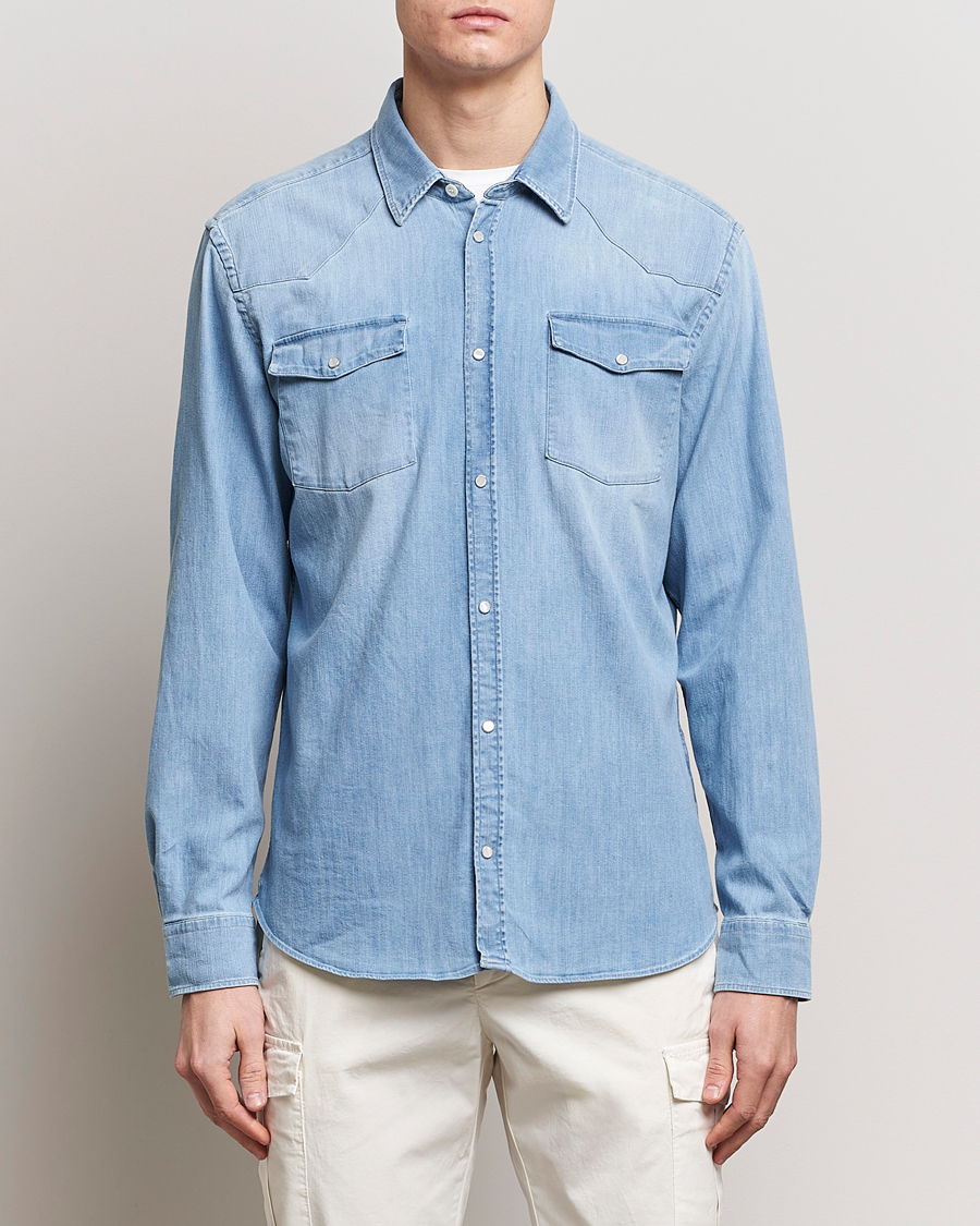Herren | Dondup | Dondup | Slim Fit Pocket Denim Shirt Light Blue