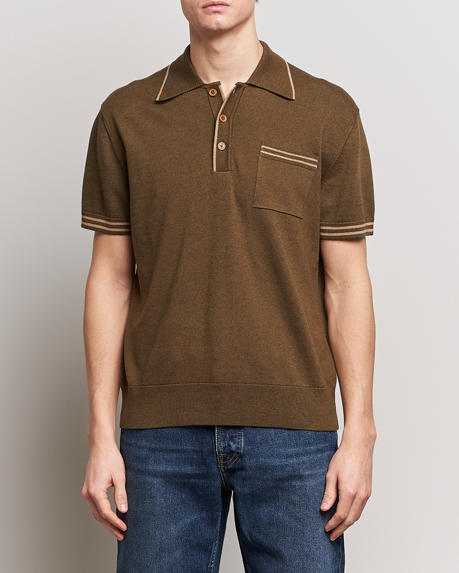 Herren | Poloshirts | Nudie Jeans | Frippe Knitted Polo Olive