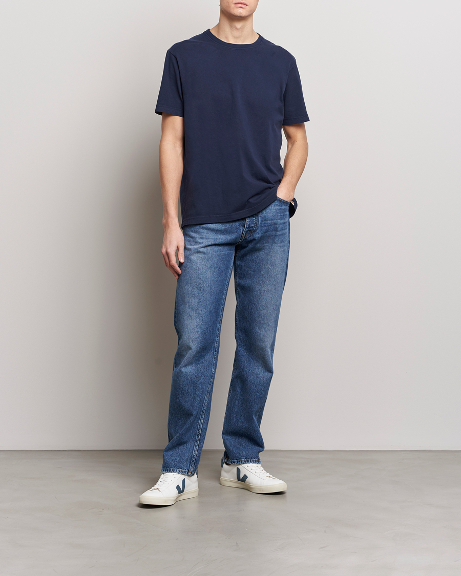 Herren | T-Shirts | Nudie Jeans | Uno Everyday Crew Neck T-Shirt Blue