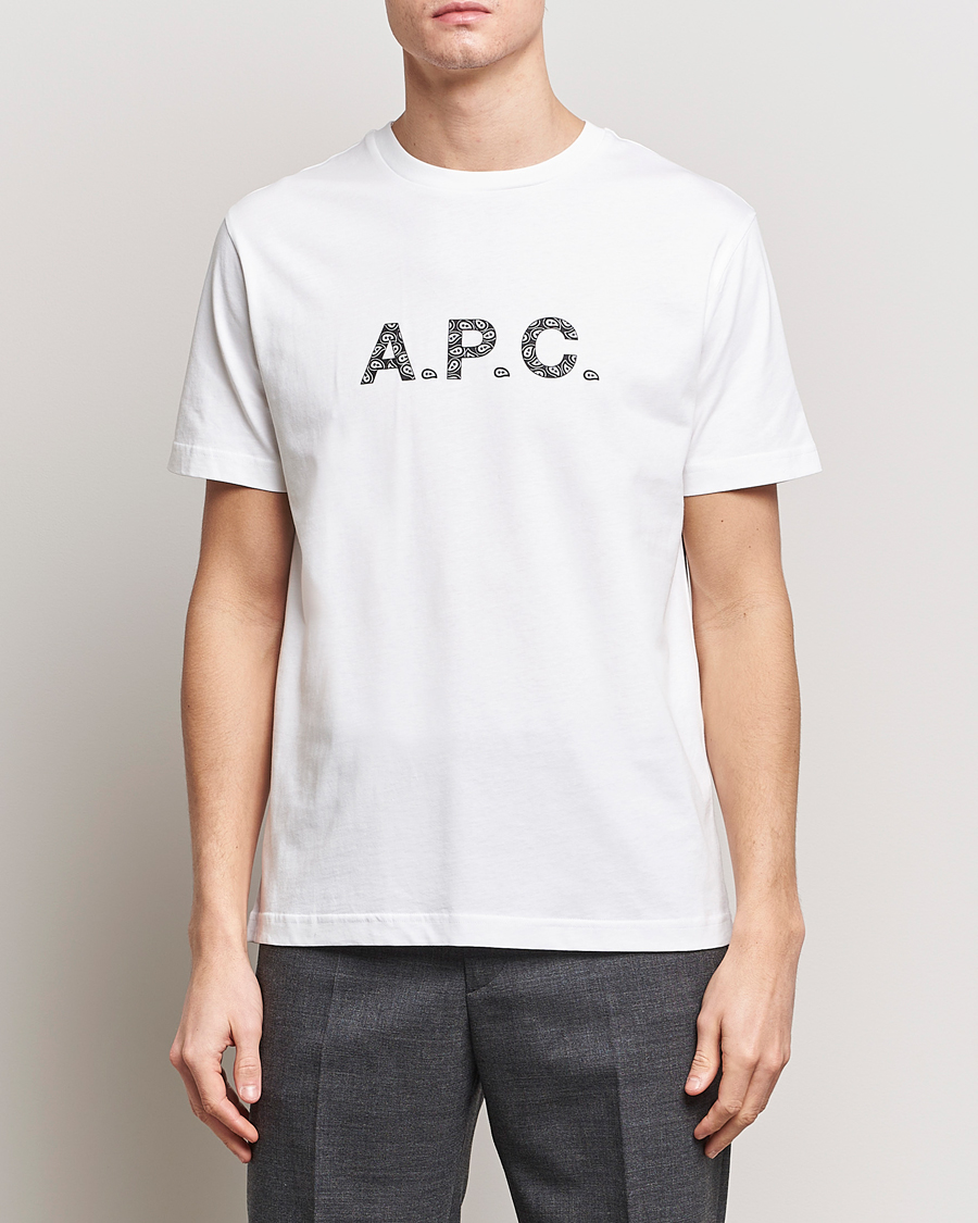 Men | T-Shirts | A.P.C. | Paisley Logo Crew Neck T-Shirt White
