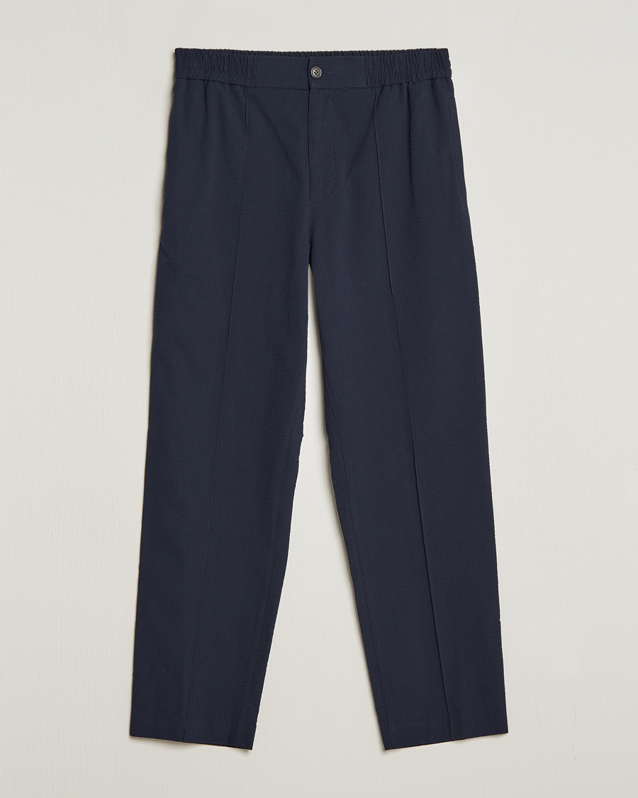 Herren | Hosen | A.P.C. | Joaquin Seersucker Drawstring Trousers Dark Navy