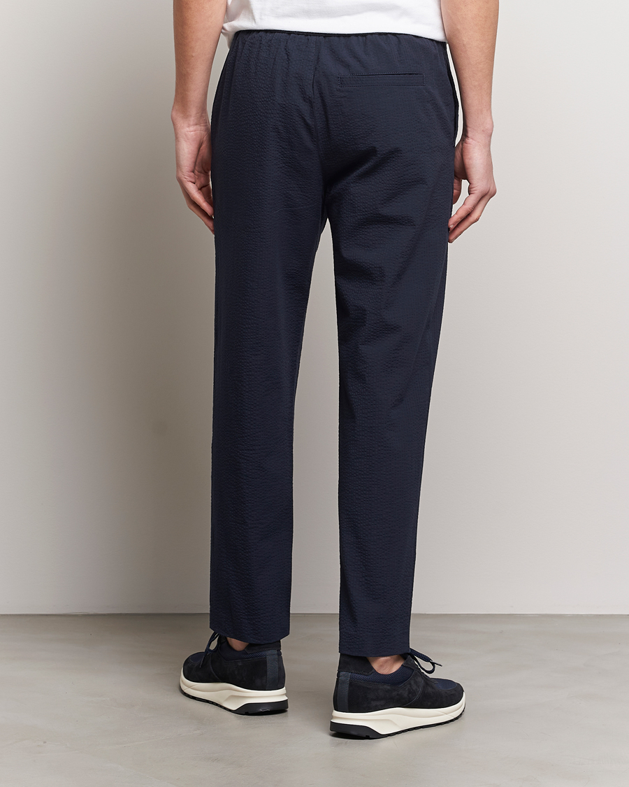 Herren | Hosen | A.P.C. | Joaquin Seersucker Drawstring Trousers Dark Navy