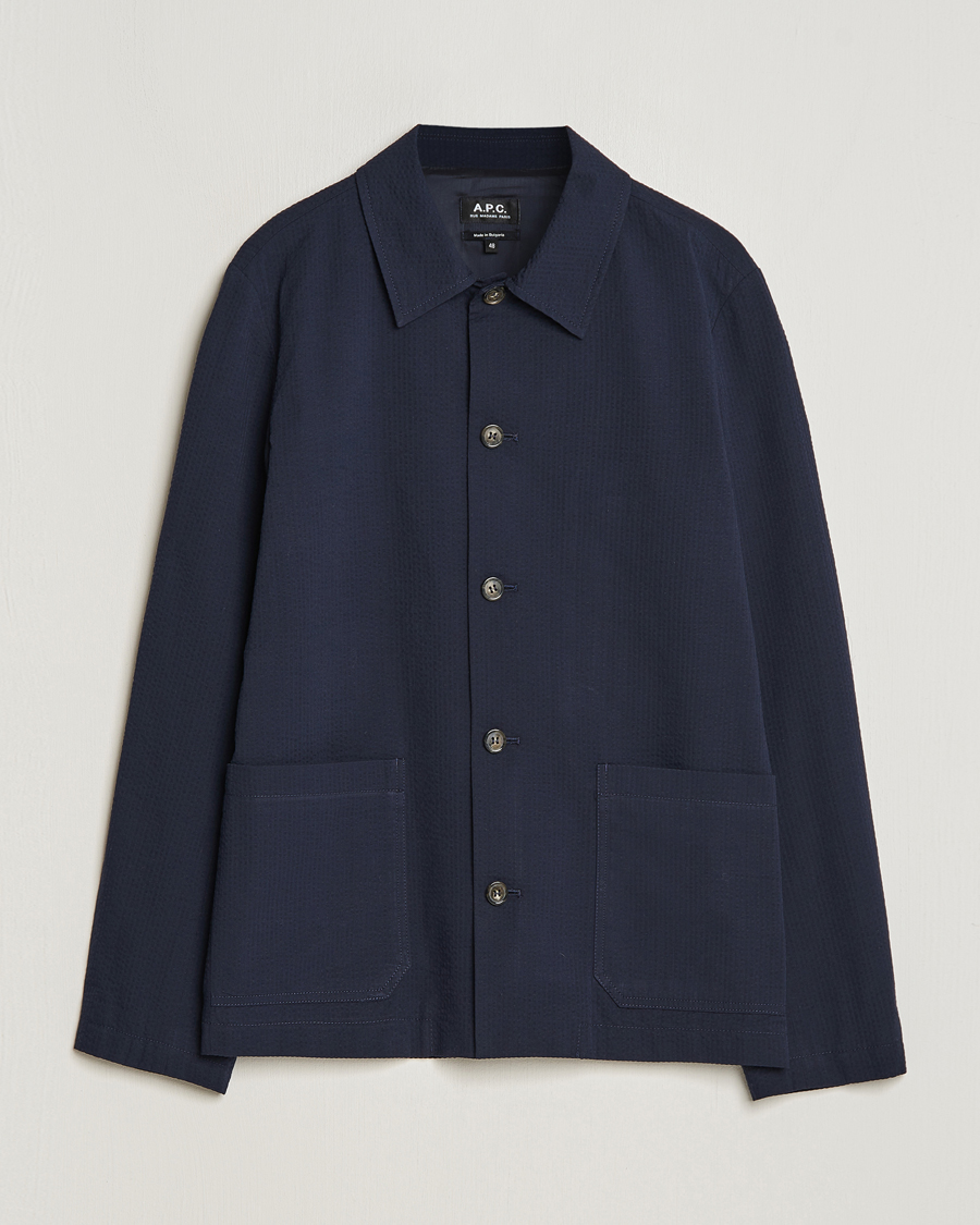 Herren | Hemden | A.P.C. | Brest Seersucker Overshirt Dark Navy