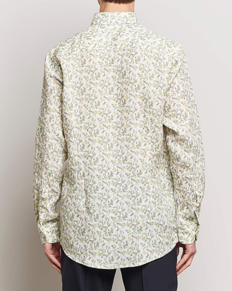 Herren | Hemden | Eton | Contemporary Fit Printed Linen Shirt Green Banana
