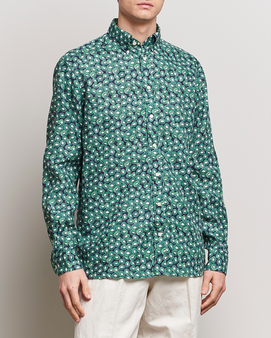 Herren | Kleidung | Eton | Contemporary Fit Printed Linen Shirt Green Kiwi