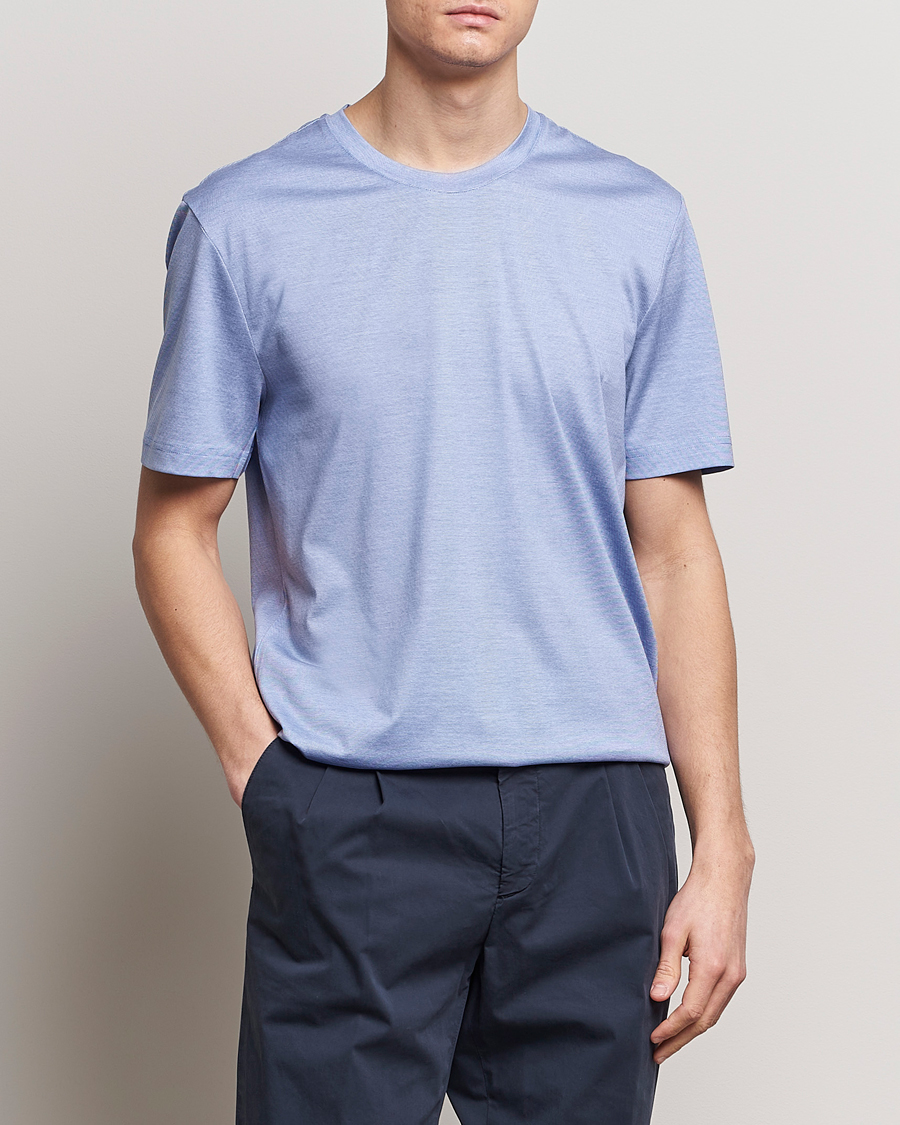 Herren |  | Eton | Mercerized Jersey Crew Neck T-Shirt Mid Blue