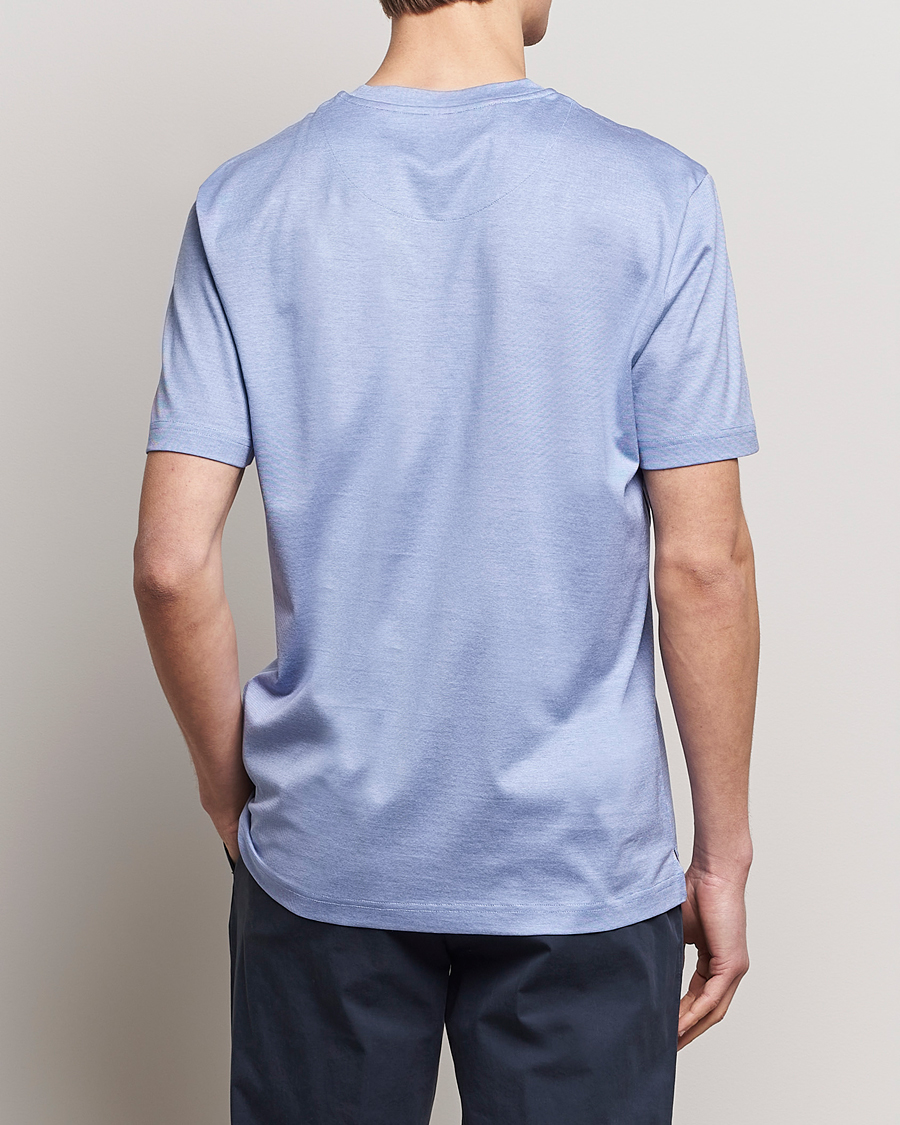 Herren | T-Shirts | Eton | Mercerized Jersey Crew Neck T-Shirt Mid Blue