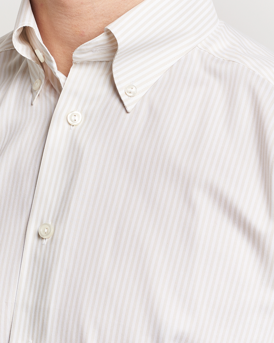 Herren | Hemden | Eton | Slim Fit Bengal Striped Oxford Shirt Beige/White