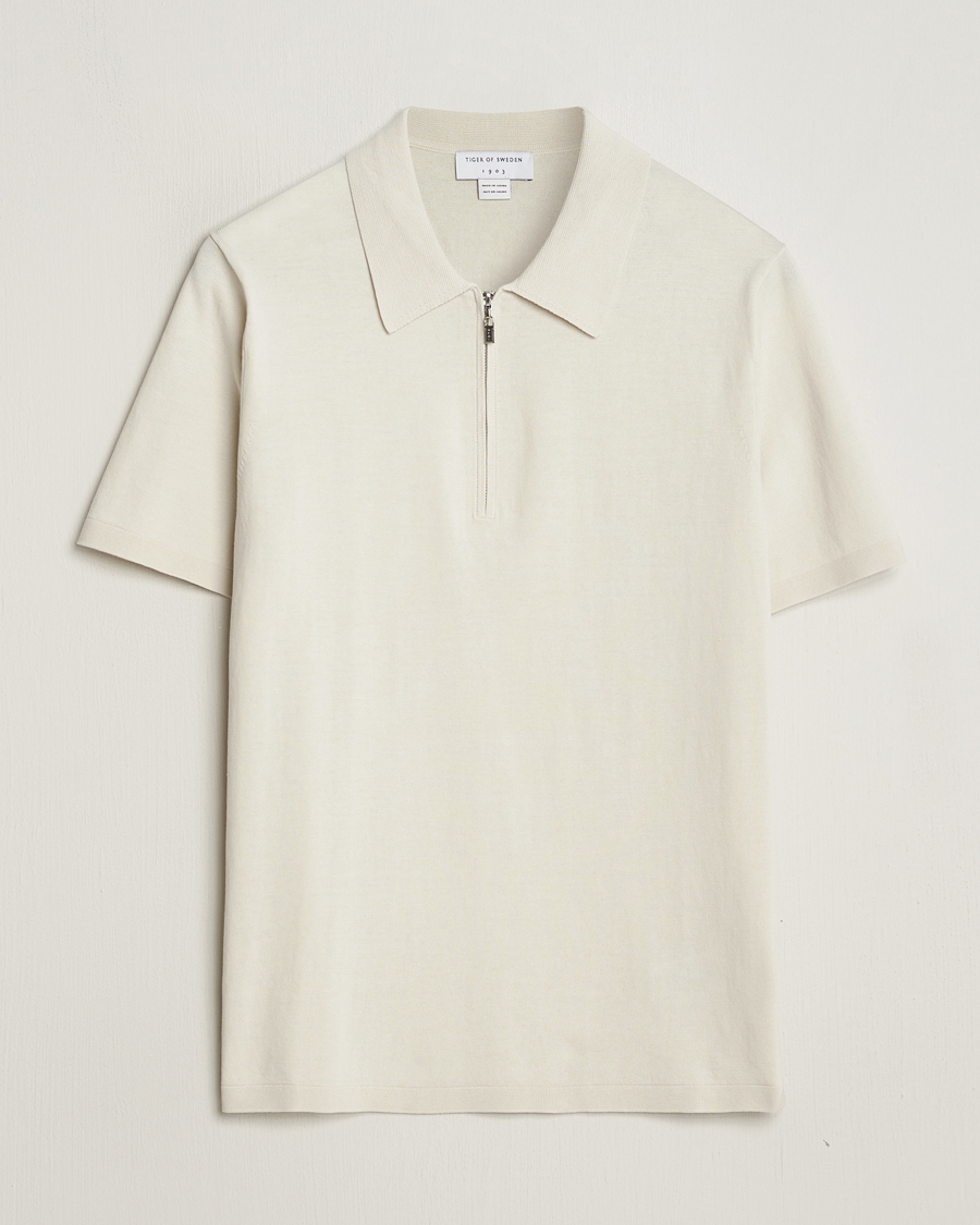 Herren | Poloshirts | Tiger of Sweden | Orbit Knitted Cotton Polo Off White