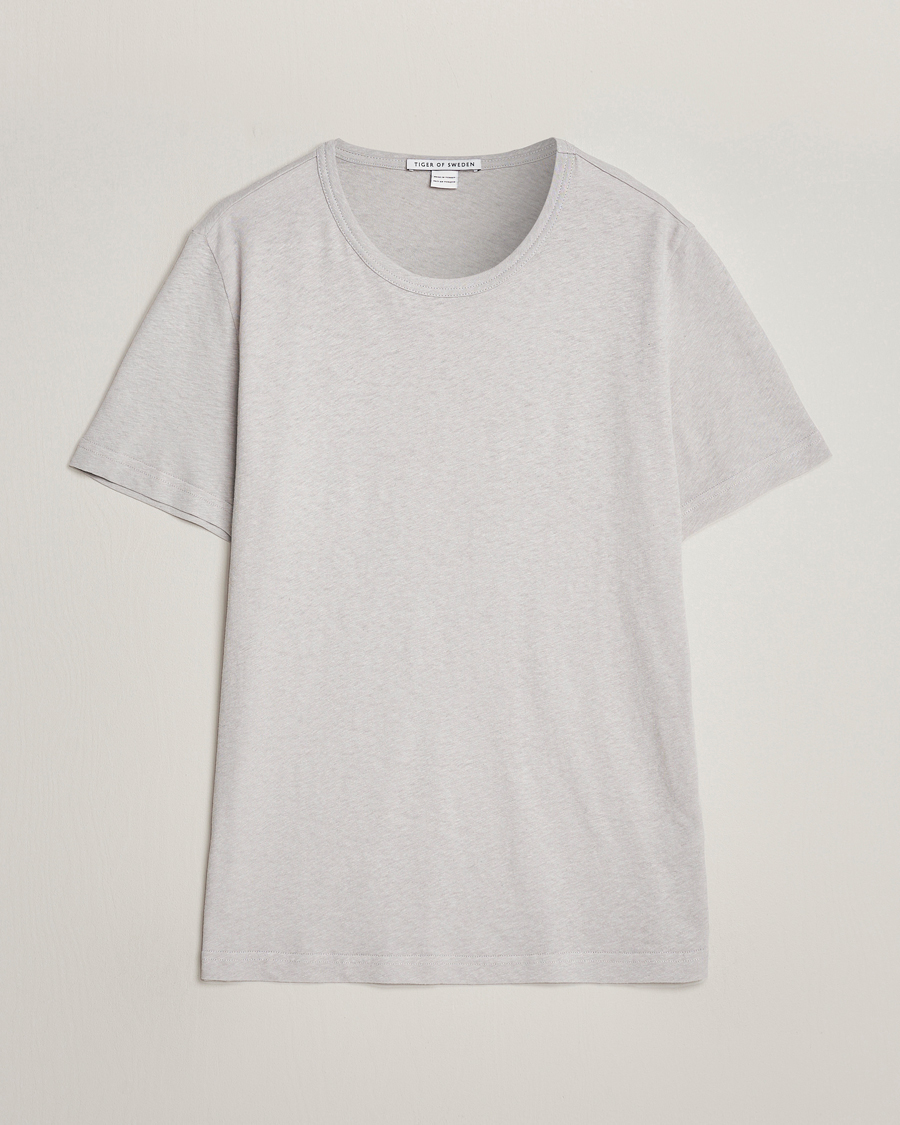 Herren | T-Shirts | Tiger of Sweden | Olaf Cotton/Linen Crew Neck T-Shirt Granite