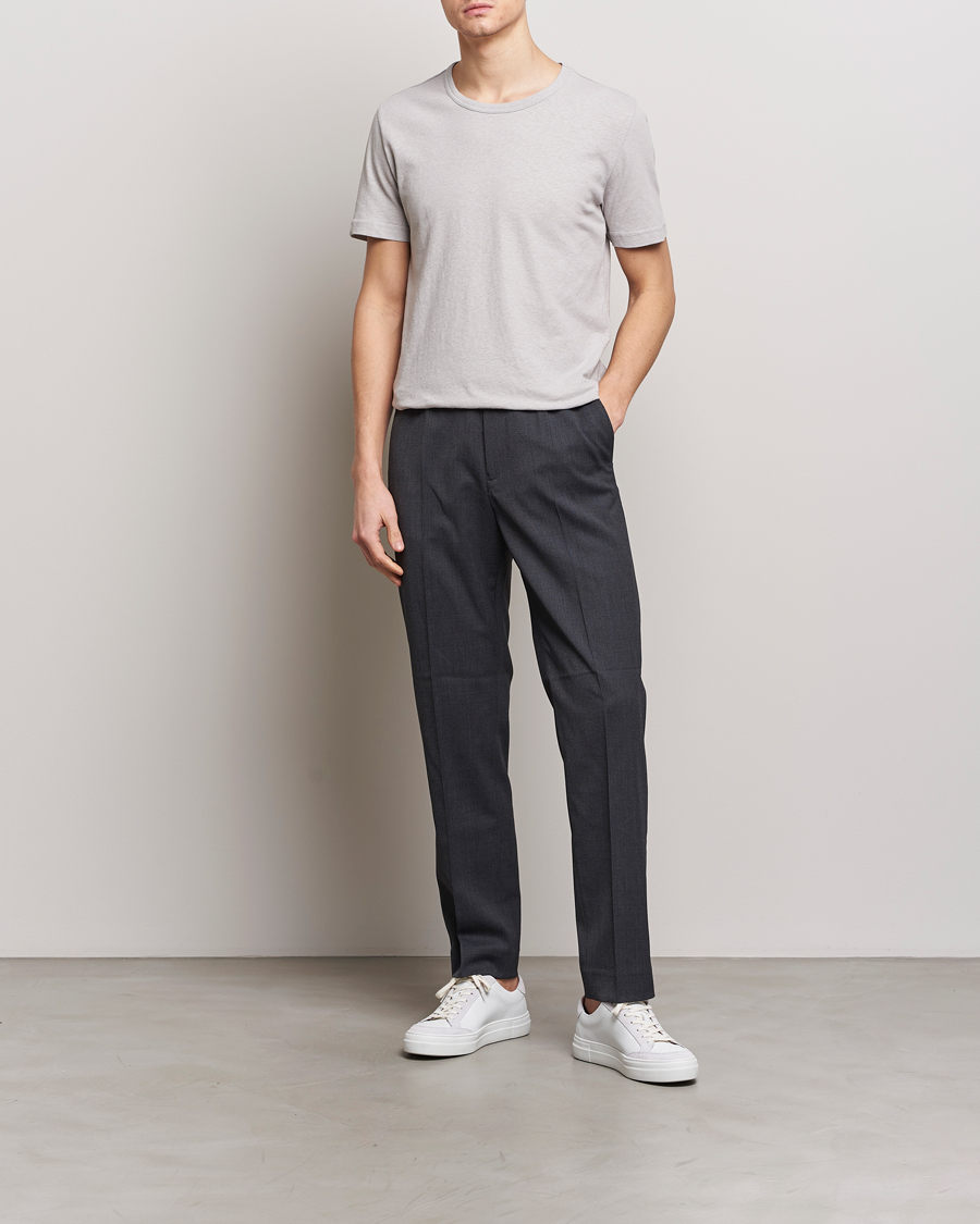 Herren | T-Shirts | Tiger of Sweden | Olaf Cotton/Linen Crew Neck T-Shirt Granite