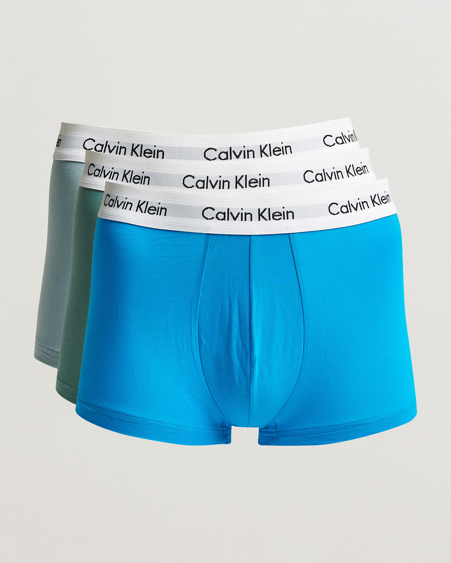 Herren | Unterwäsche | Calvin Klein | Cotton Stretch Trunk 3-pack Blue/Dust Blue/Green