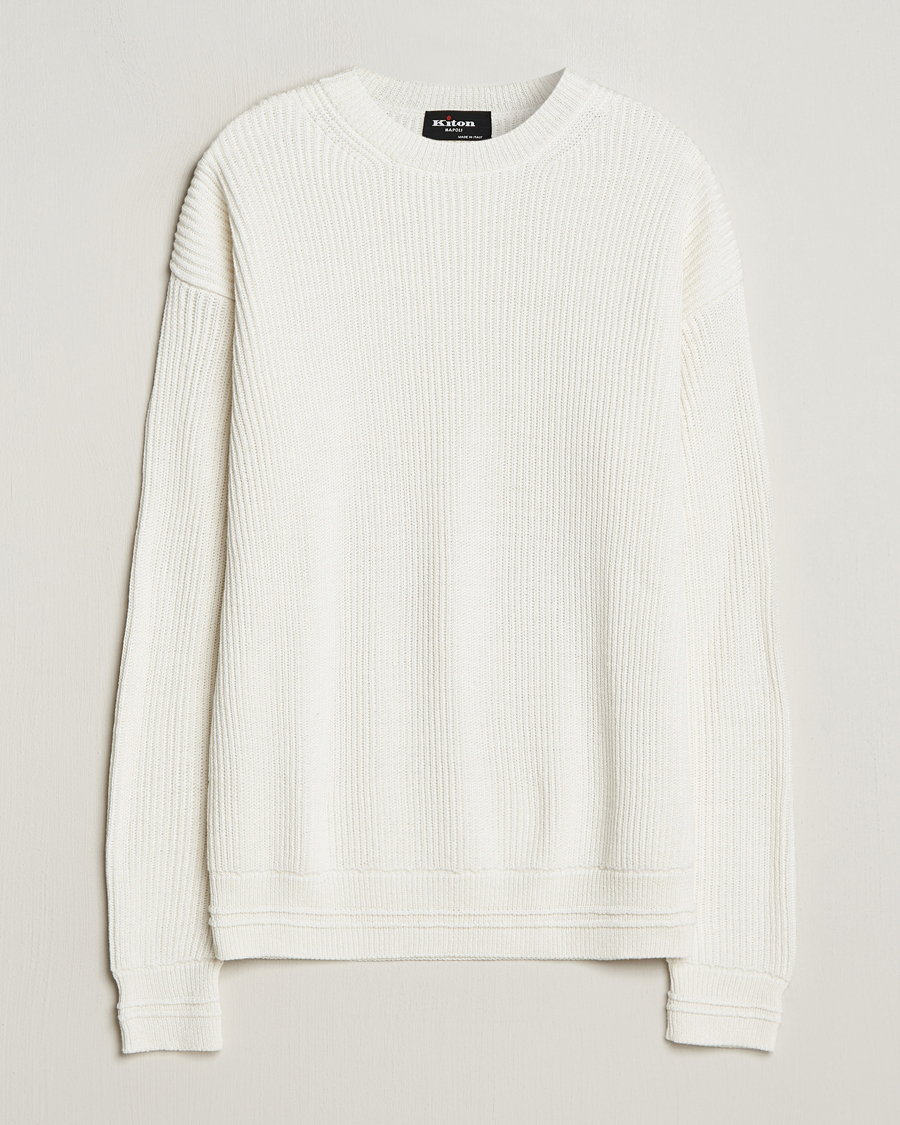 Herren | Pullover | Kiton | Cotton/Silk Rib Pullover Off White
