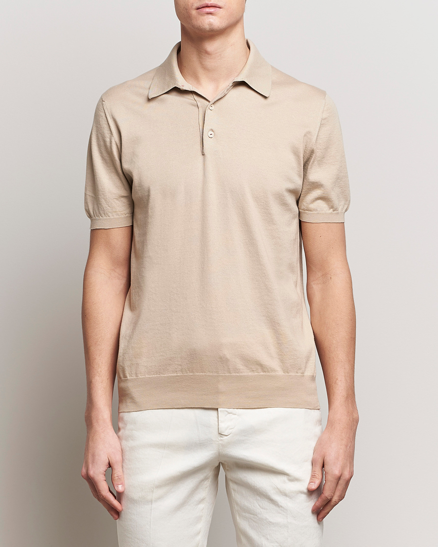 Herren | Poloshirt | Kiton | Sea Island Cotton Polo Beige