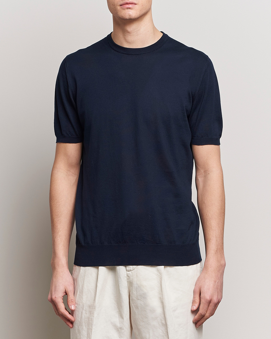 Herren | T-Shirts | Kiton | Sea Island Cotton Knit T-Shirt Navy