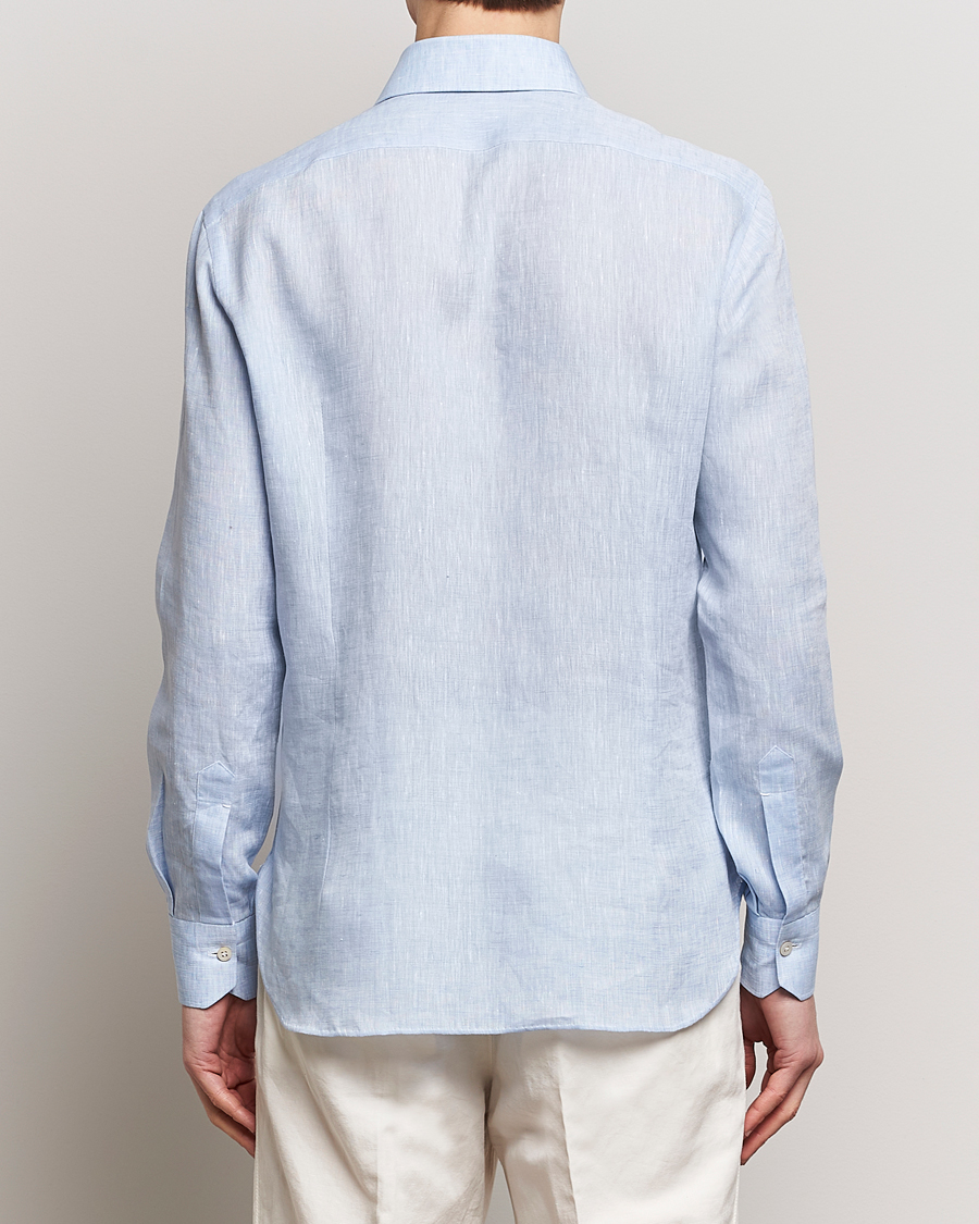Herren | Hemden | Kiton | Linen Sport Shirt Light Blue