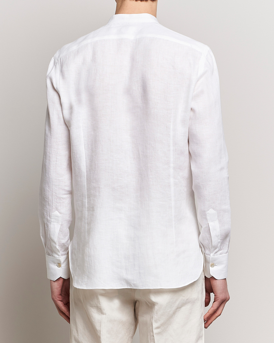Herren | Hemden | Kiton | Linen Guru Collar Shirt White