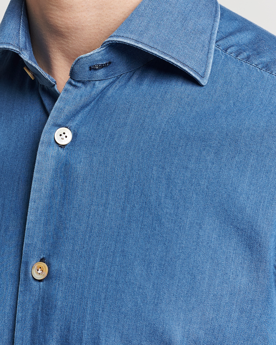 Herren | Hemden | Kiton | Slim Fit Denim Shirt Light Indigo