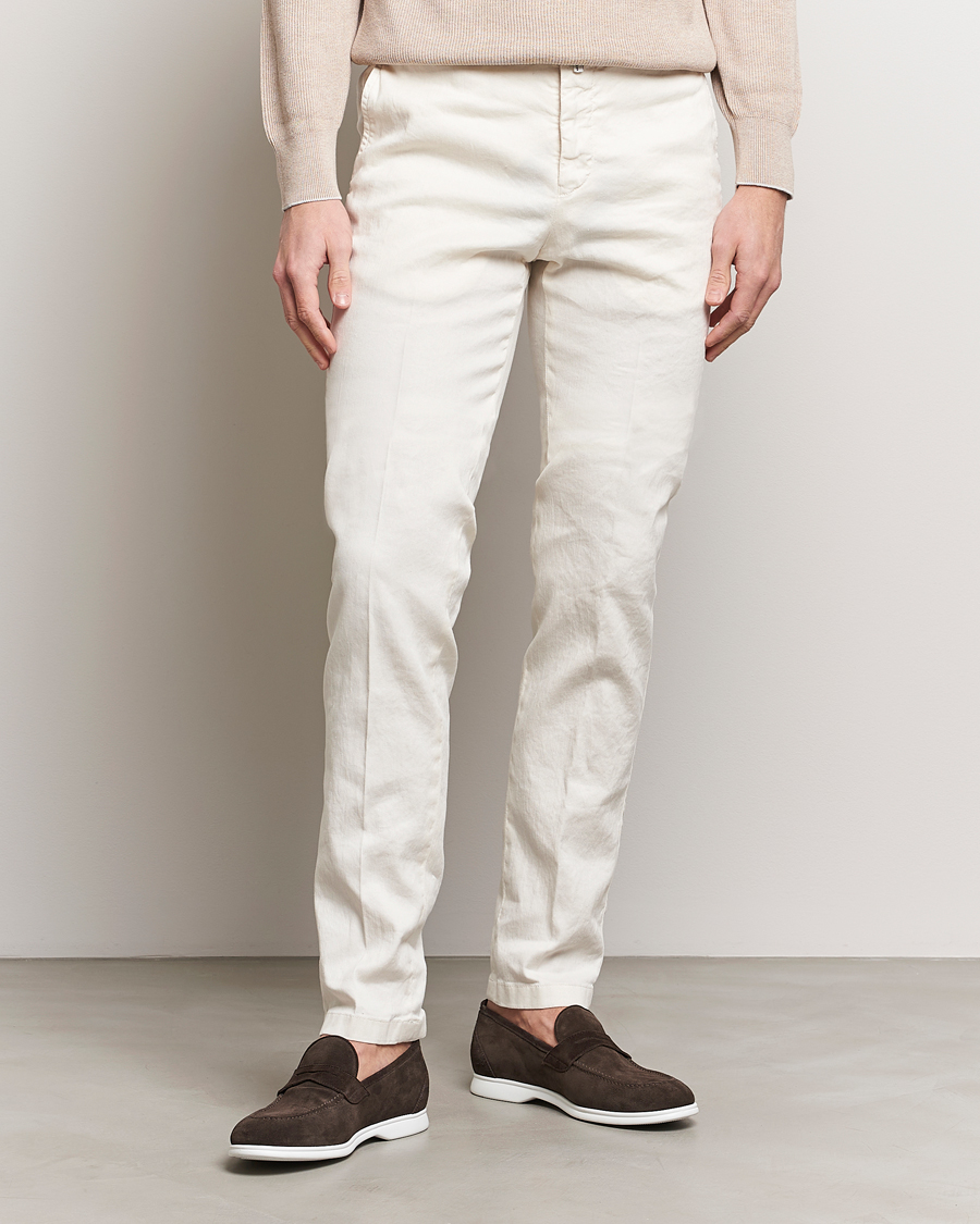 Herren | Italian Department | Kiton | Linen Trousers Light Beige