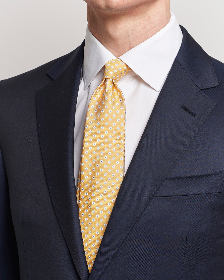 Herren | Krawatten | Kiton | Micro Flower Silk Tie Yellow