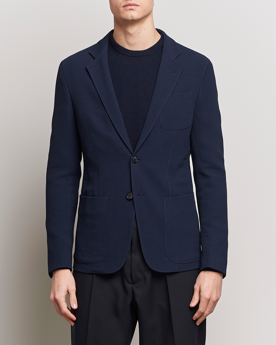 Herren | Kleidung | Giorgio Armani | Single Breasted Rib Wool Blazer Navy