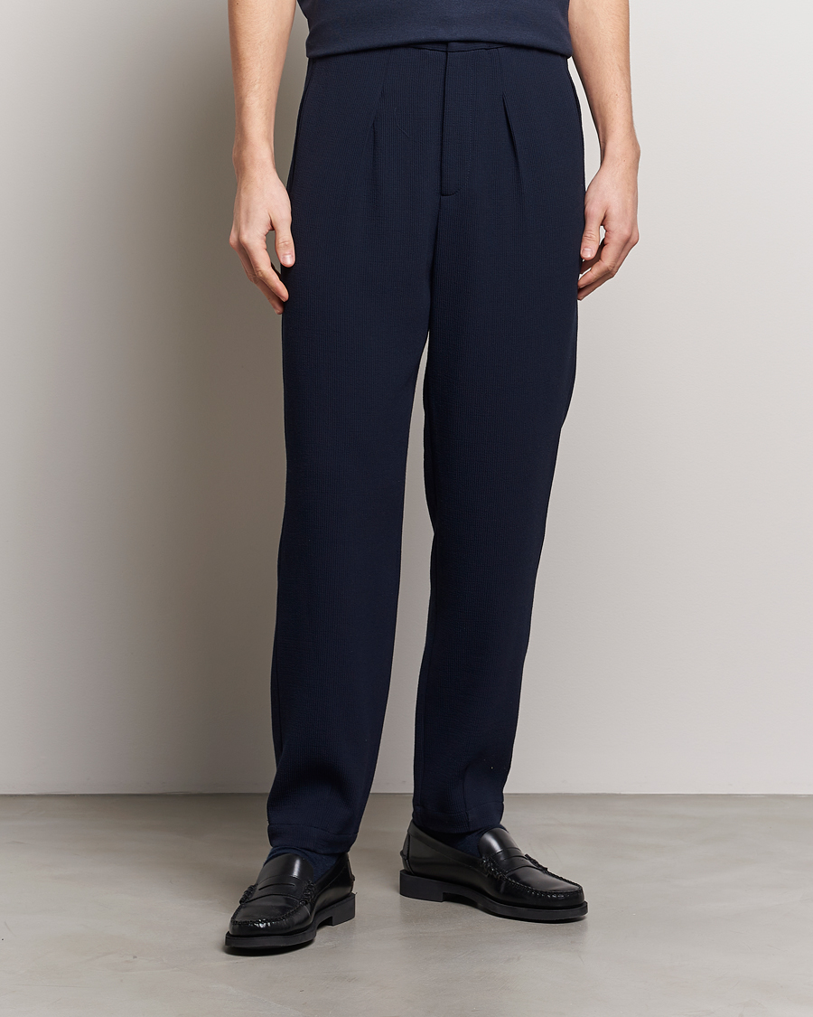 Herren | Kleidung | Giorgio Armani | Pleated Rib Wool Trousers Navy