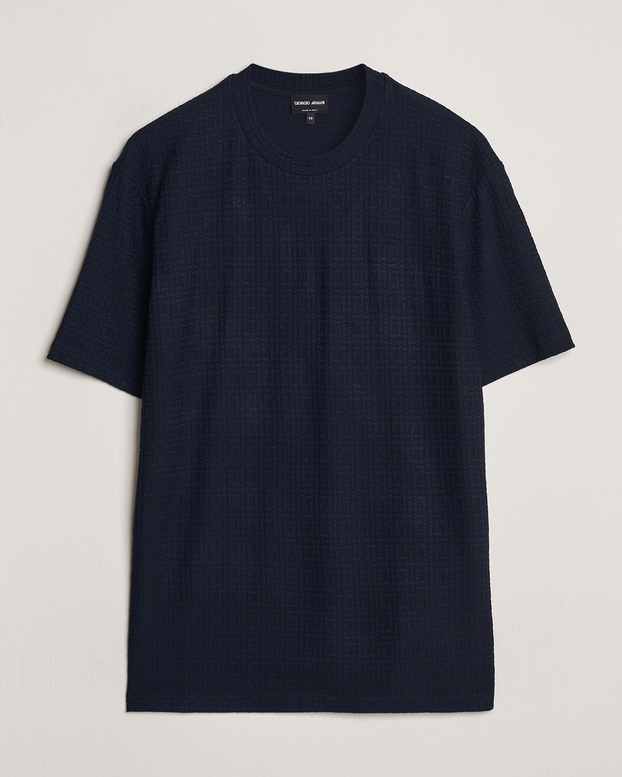 Herren | T-Shirts | Giorgio Armani | Short Sleeve Cashmere Stretch T-Shirt Navy